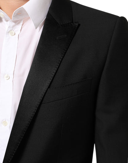 Dolce &amp; Gabbana – Schwarzer MARTINI-Anzugblazer aus Wolle mit 2 Knöpfen für Herren