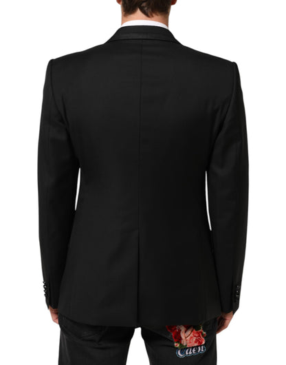 Dolce &amp; Gabbana – Schwarze Anzugjacke aus Wolle mit 1 Knopf für Herren