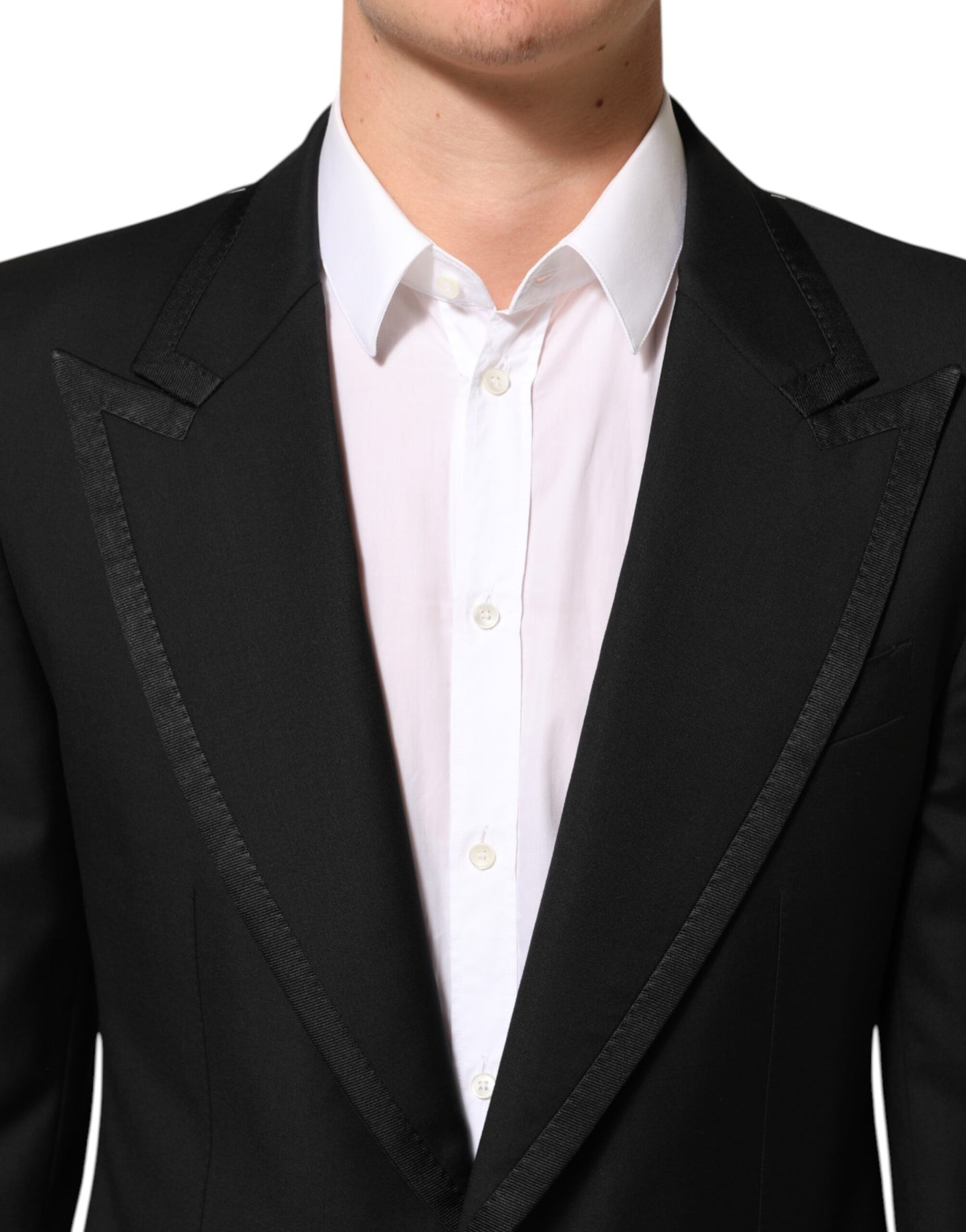 Dolce &amp; Gabbana – Schwarze Anzugjacke aus Wolle mit 1 Knopf für Herren