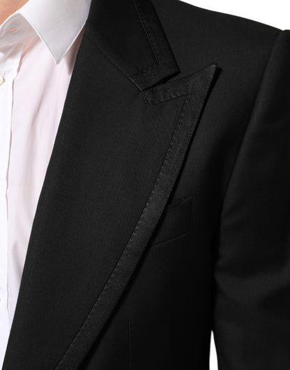 Dolce &amp; Gabbana – Schwarze Anzugjacke aus Wolle mit 1 Knopf für Herren