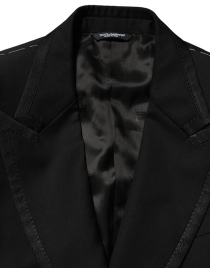 Dolce &amp; Gabbana – Schwarze Anzugjacke aus Wolle mit 1 Knopf für Herren