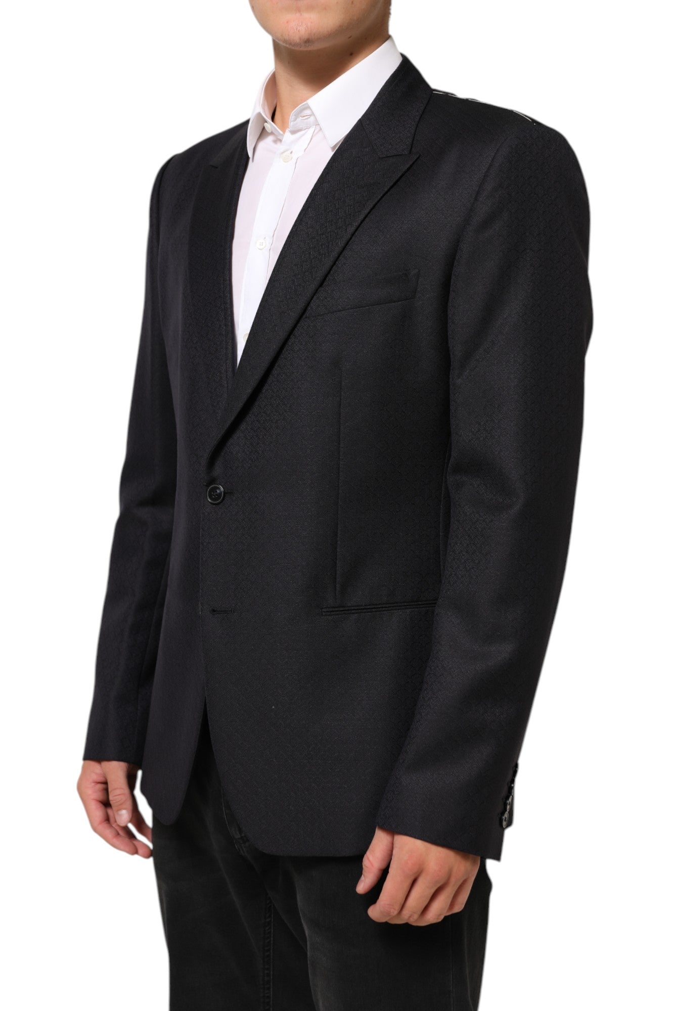 Dolce &amp; Gabbana – Schwarze Anzugjacke aus Wolle mit 2 Knöpfen für Herren