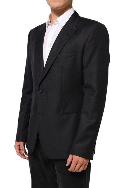 Dolce &amp; Gabbana – Schwarze Anzugjacke aus Wolle mit 2 Knöpfen für Herren