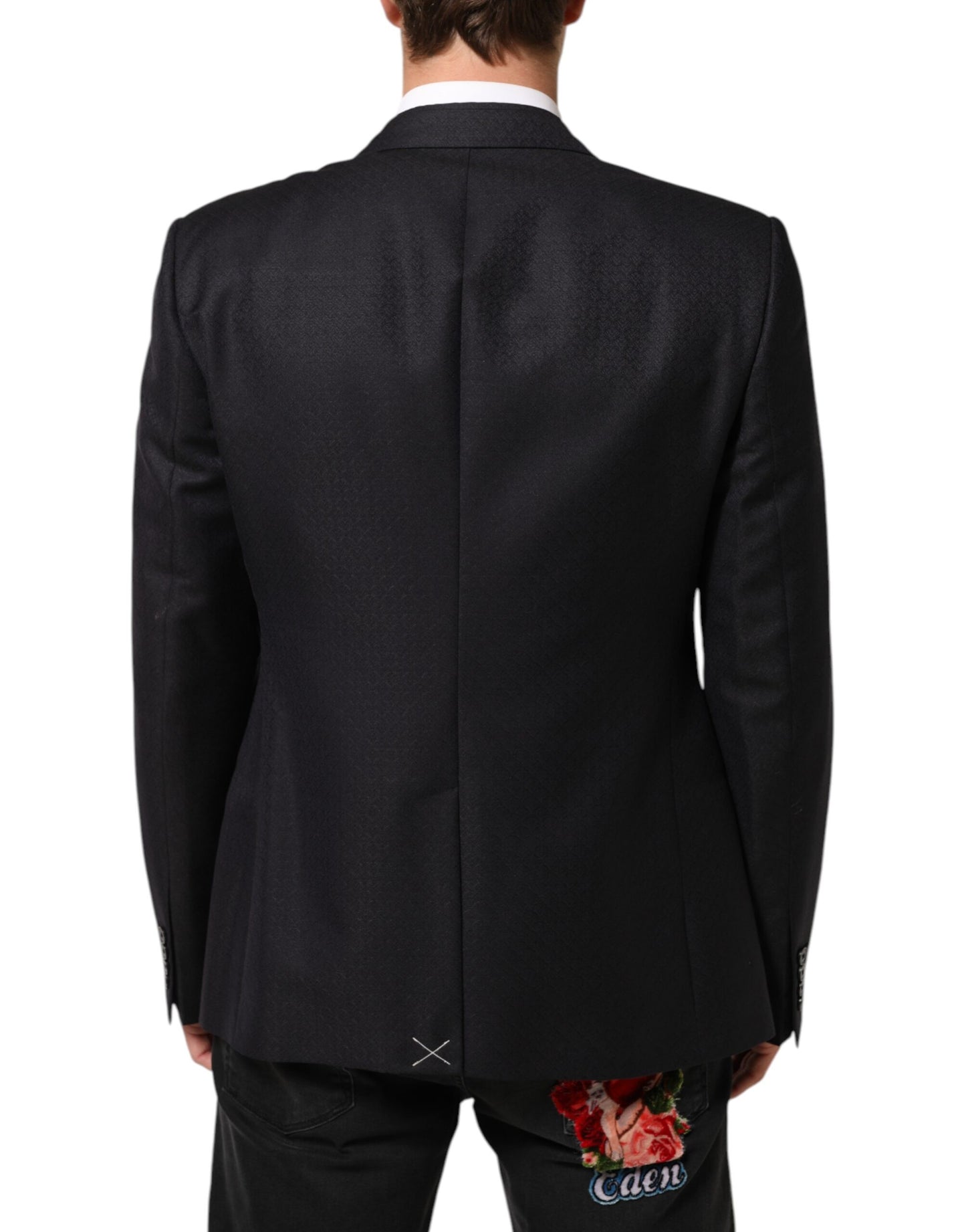 Dolce &amp; Gabbana – Schwarze Anzugjacke aus Wolle mit 2 Knöpfen für Herren