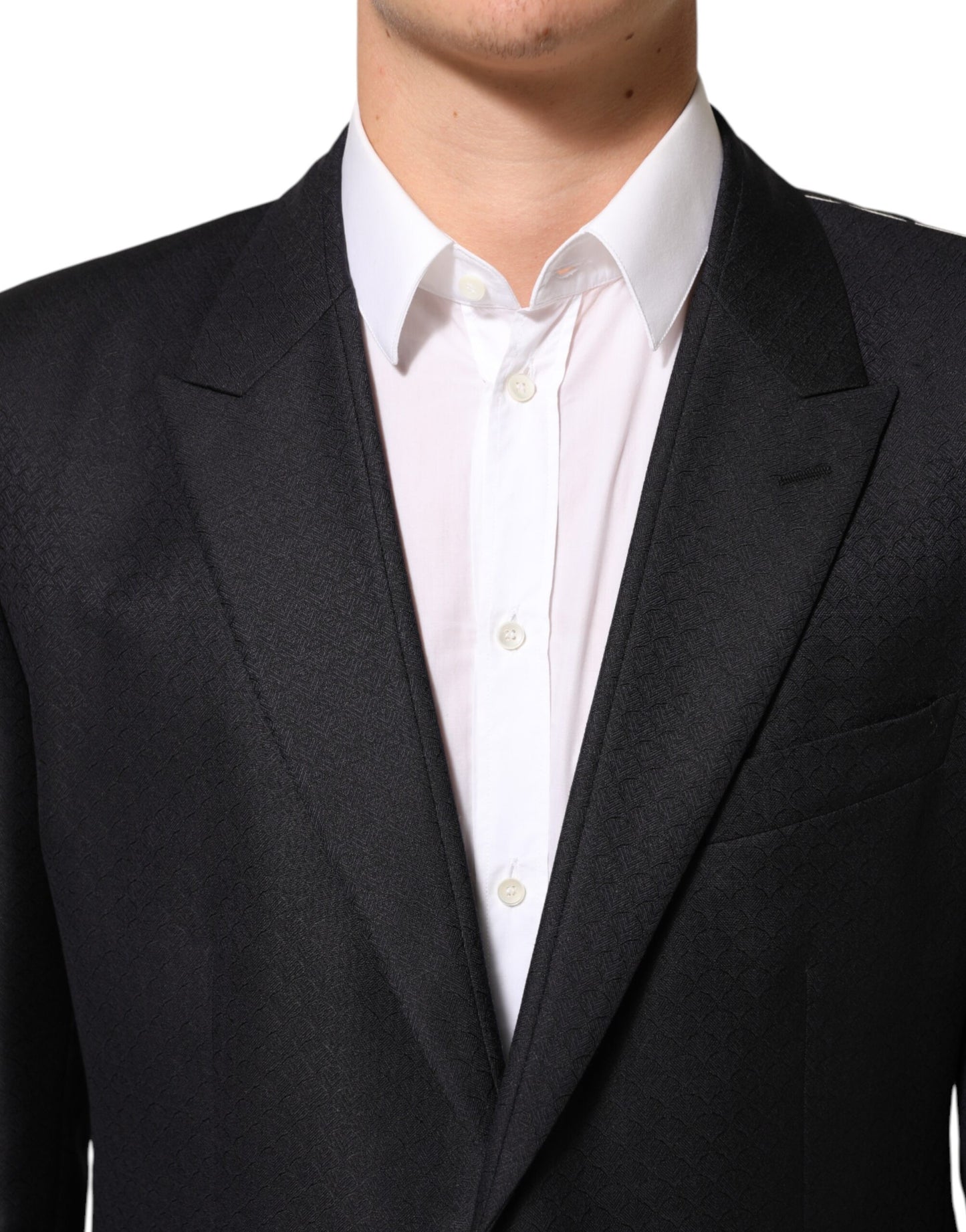 Dolce &amp; Gabbana – Schwarze Anzugjacke aus Wolle mit 2 Knöpfen für Herren