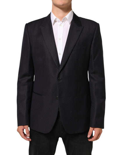 Dolce &amp; Gabbana – Schwarze Anzugjacke aus Wolle mit 2 Knöpfen für Herren