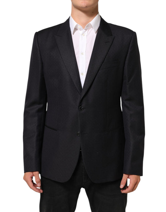 Dolce &amp; Gabbana – Schwarze Anzugjacke aus Wolle mit 2 Knöpfen für Herren