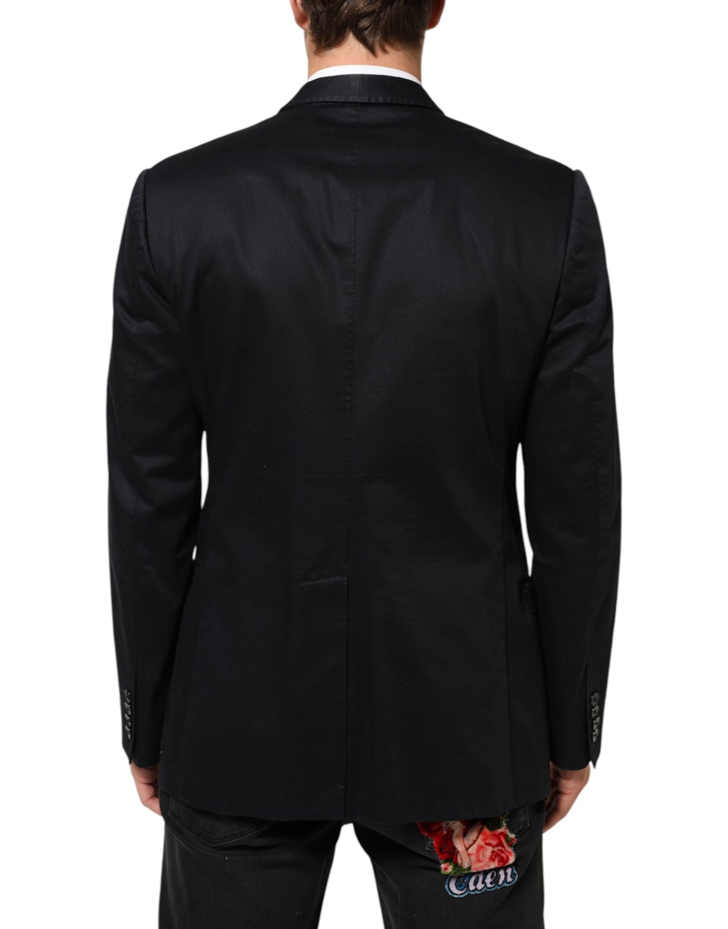 Dolce &amp; Gabbana – Schwarzer Anzugsjacken-Blazer aus Baumwolle mit 1 Knopf