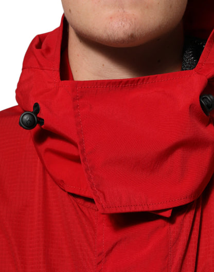Dolce &amp; Gabbana – Rote Nylon-Parkajacke mit durchgehendem Reißverschluss für Herren