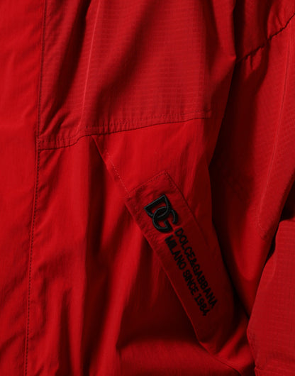 Dolce &amp; Gabbana – Rote Nylon-Parkajacke mit durchgehendem Reißverschluss für Herren