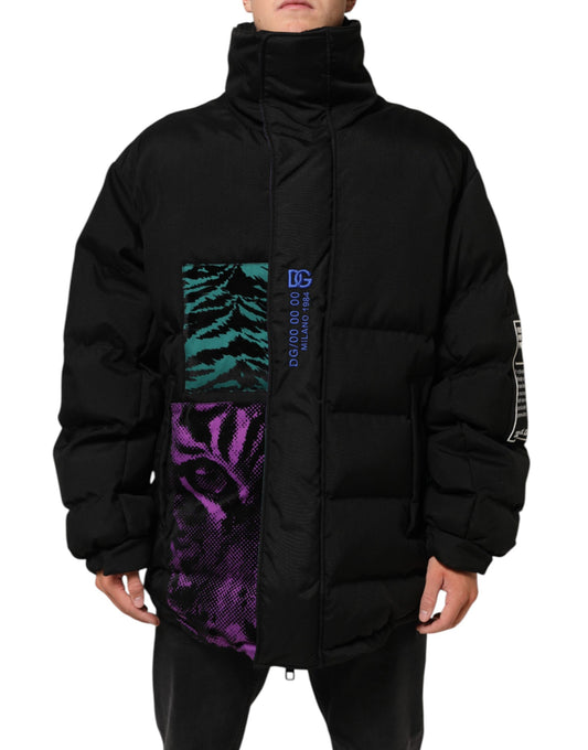 Dolce & Gabbana – Schwarze Pufferjacke aus Nylon für Herren mit durchgehendem Reißverschluss