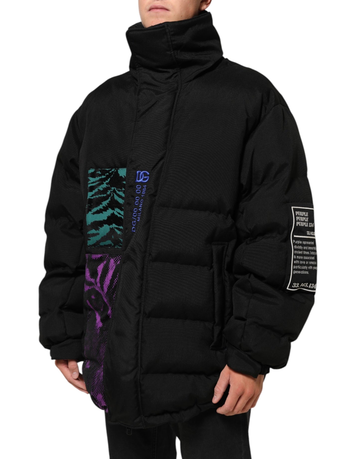 Dolce &amp; Gabbana – Schwarze Pufferjacke aus Nylon für Herren mit durchgehendem Reißverschluss