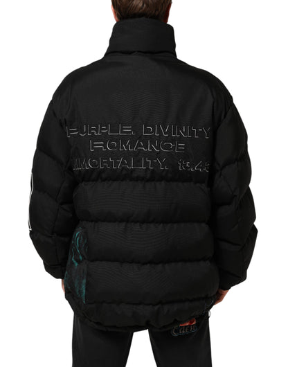 Dolce &amp; Gabbana – Schwarze Pufferjacke aus Nylon für Herren mit durchgehendem Reißverschluss