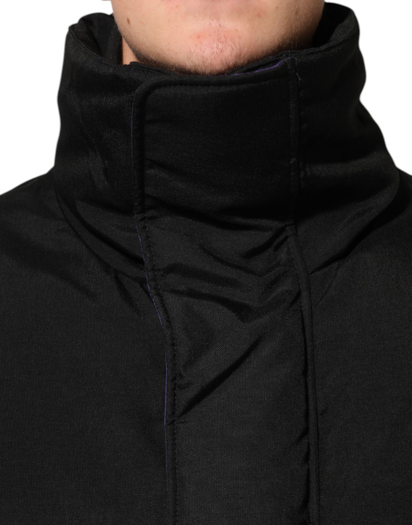 Dolce &amp; Gabbana – Schwarze Pufferjacke aus Nylon für Herren mit durchgehendem Reißverschluss