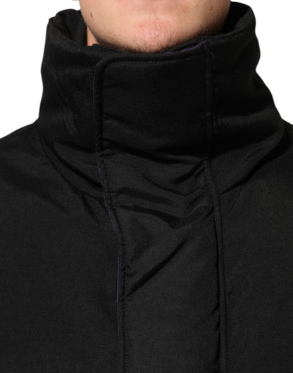 Dolce &amp; Gabbana – Schwarze Pufferjacke aus Nylon für Herren mit durchgehendem Reißverschluss