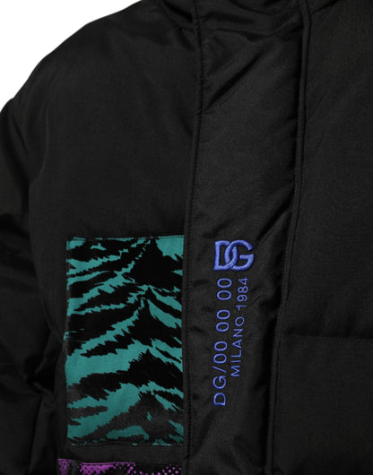 Dolce &amp; Gabbana – Schwarze Pufferjacke aus Nylon für Herren mit durchgehendem Reißverschluss