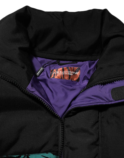Dolce &amp; Gabbana – Schwarze Pufferjacke aus Nylon für Herren mit durchgehendem Reißverschluss