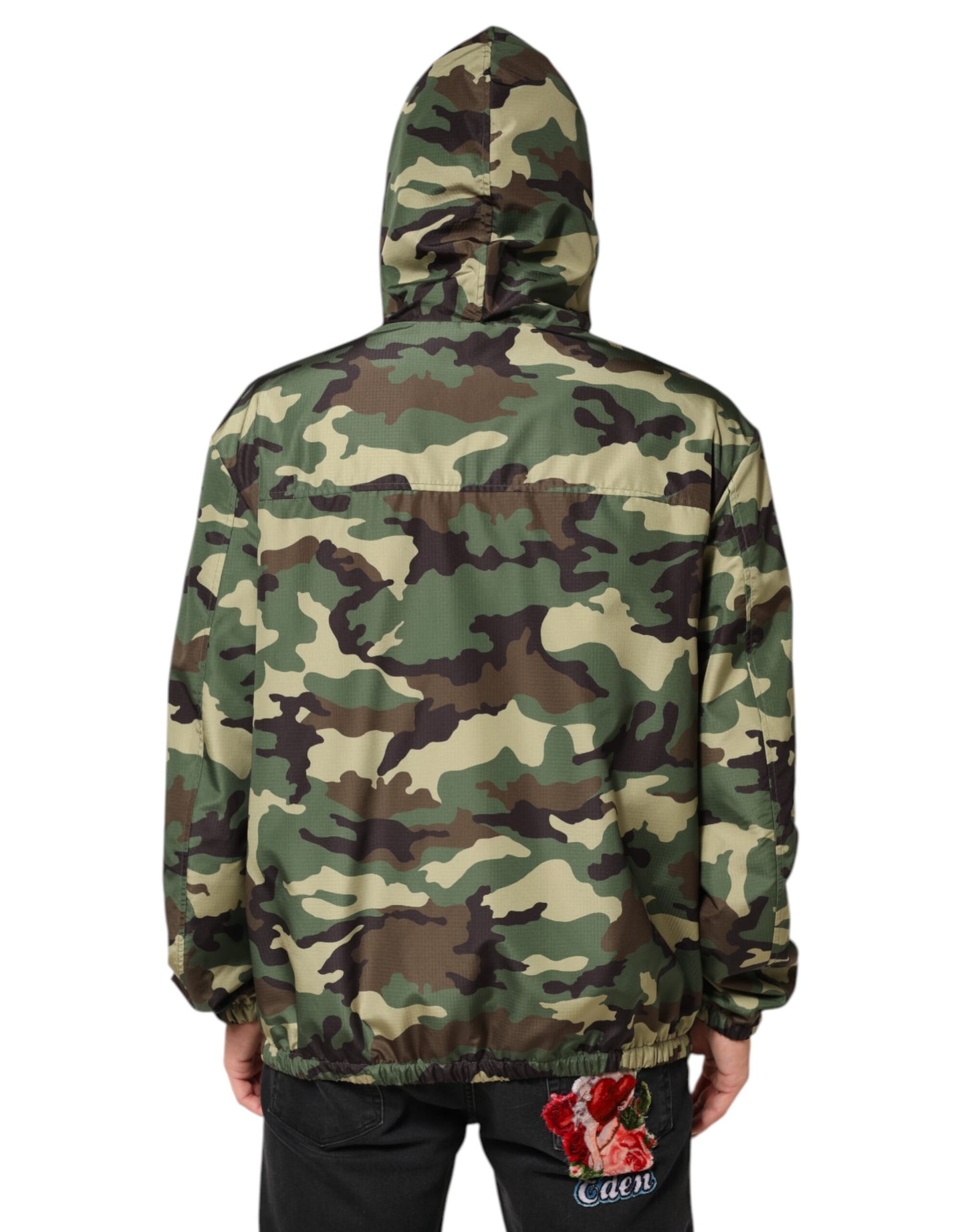 Dolce &amp; Gabbana – Grüne Camouflage-Sweatshirtjacke mit Kapuze