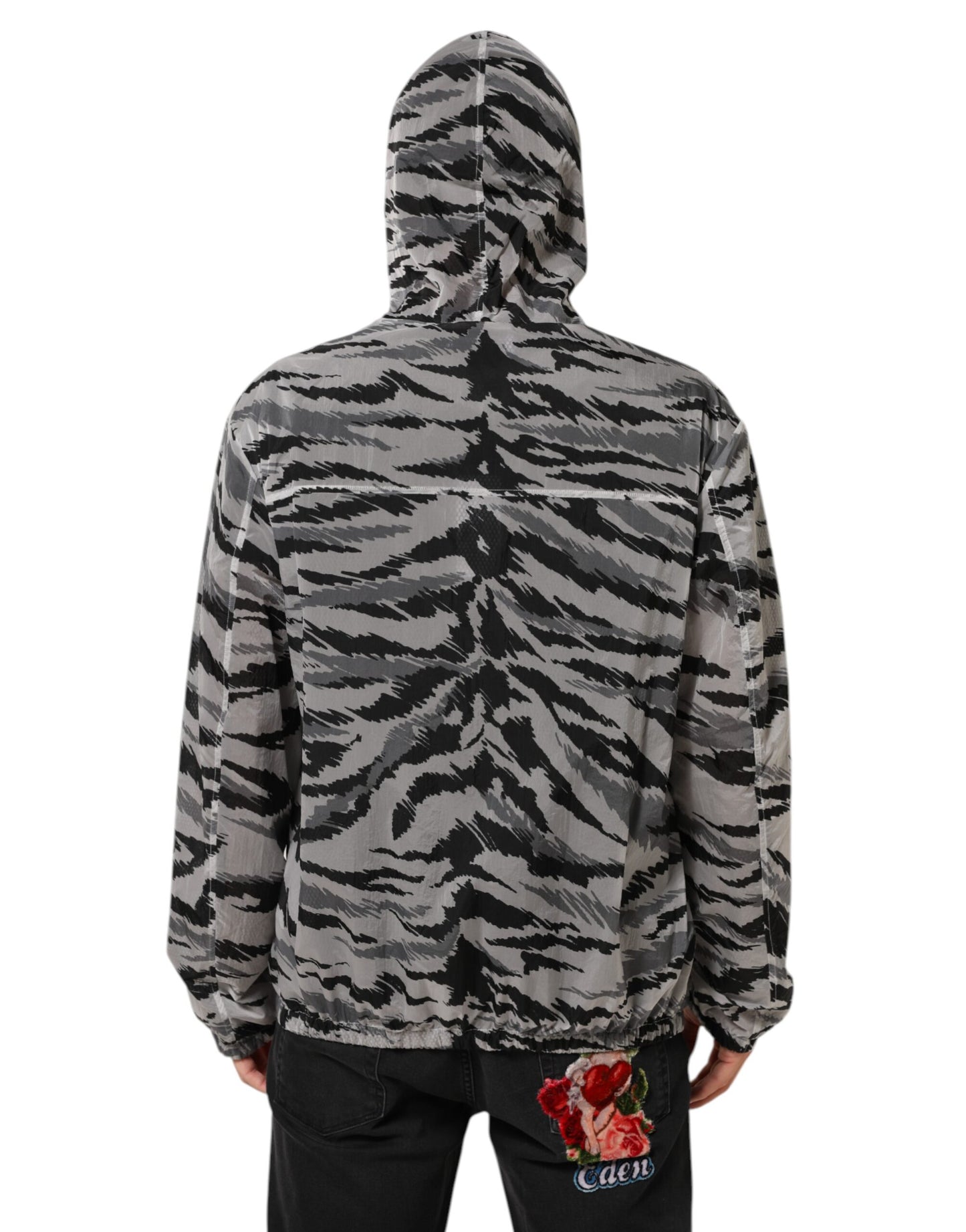 Dolce &amp; Gabbana Graue Camouflage-Sweatshirtjacke mit Kapuze
