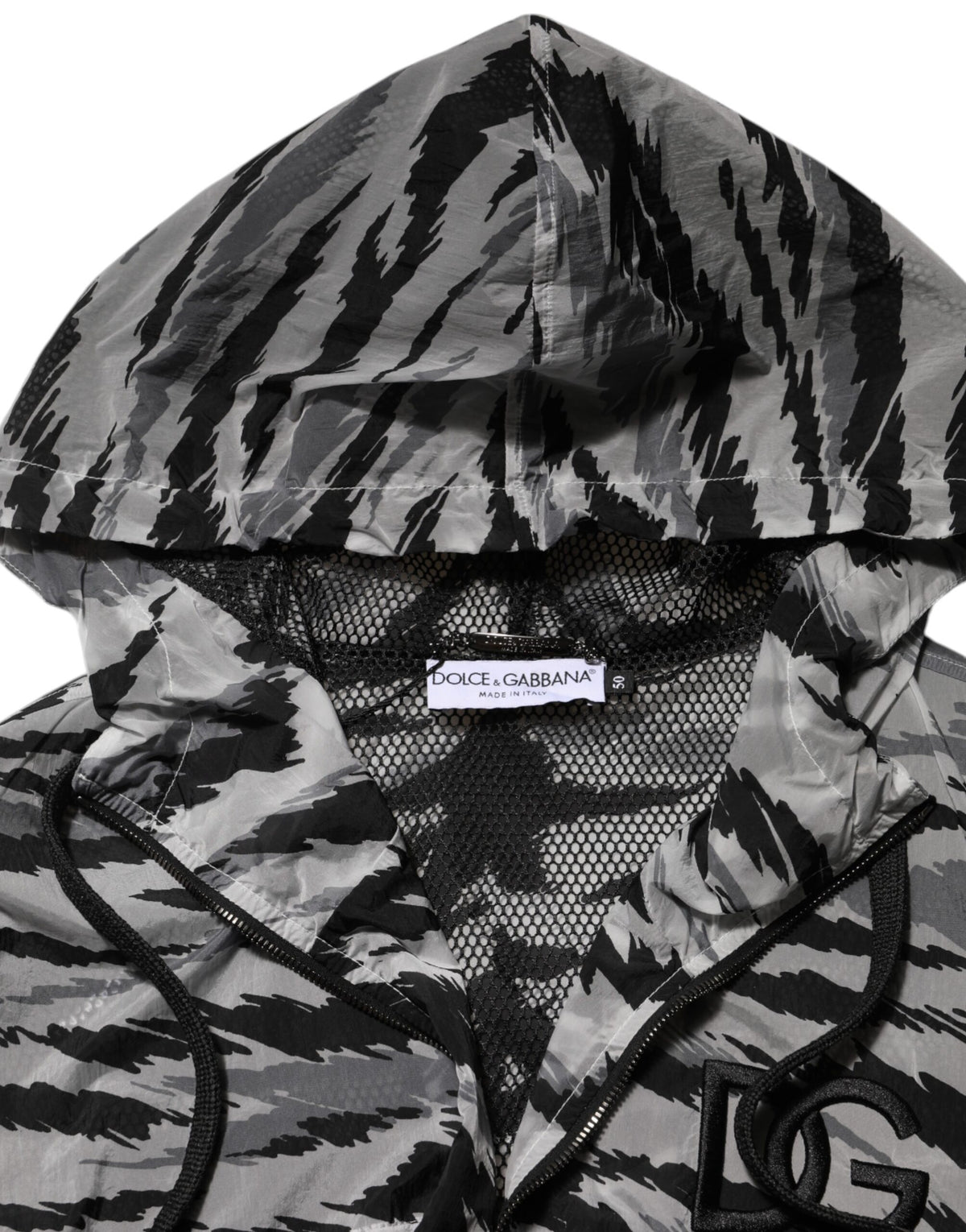Dolce &amp; Gabbana Graue Camouflage-Sweatshirtjacke mit Kapuze