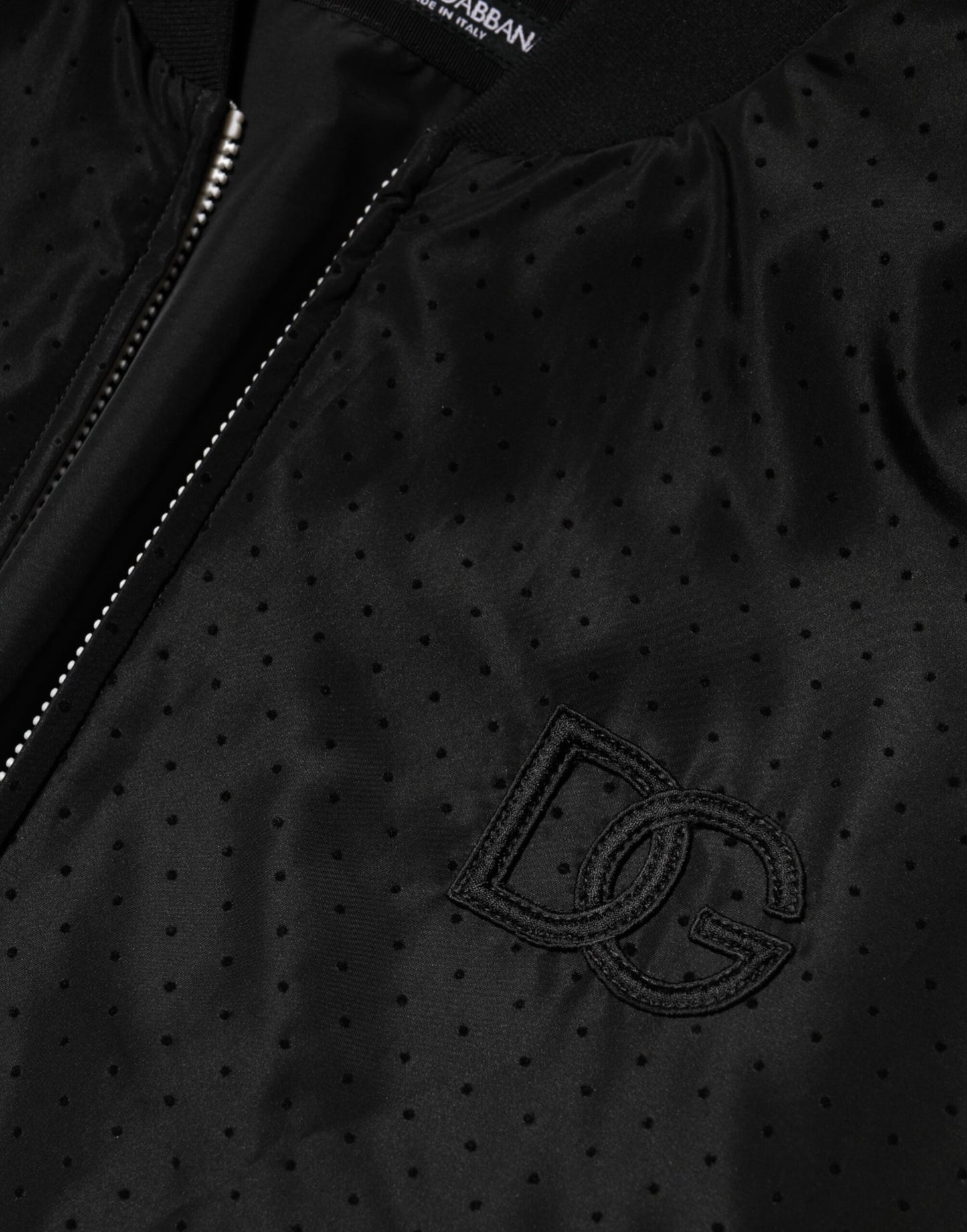 Dolce &amp; Gabbana – Schwarze Acetat-Bomberjacke mit durchgehendem Reißverschluss für Herren