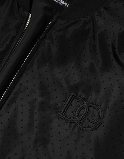 Dolce &amp; Gabbana – Schwarze Acetat-Bomberjacke mit durchgehendem Reißverschluss für Herren