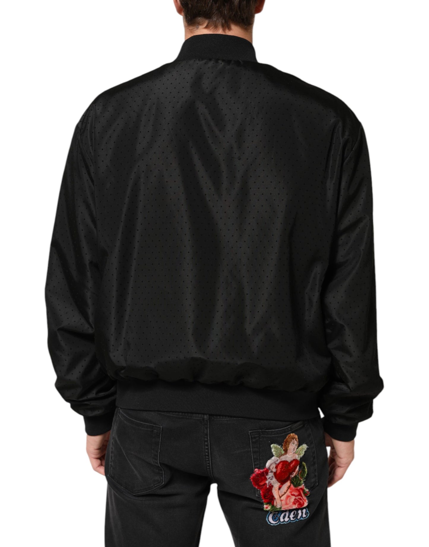 Dolce &amp; Gabbana – Schwarze Acetat-Bomberjacke mit durchgehendem Reißverschluss für Herren