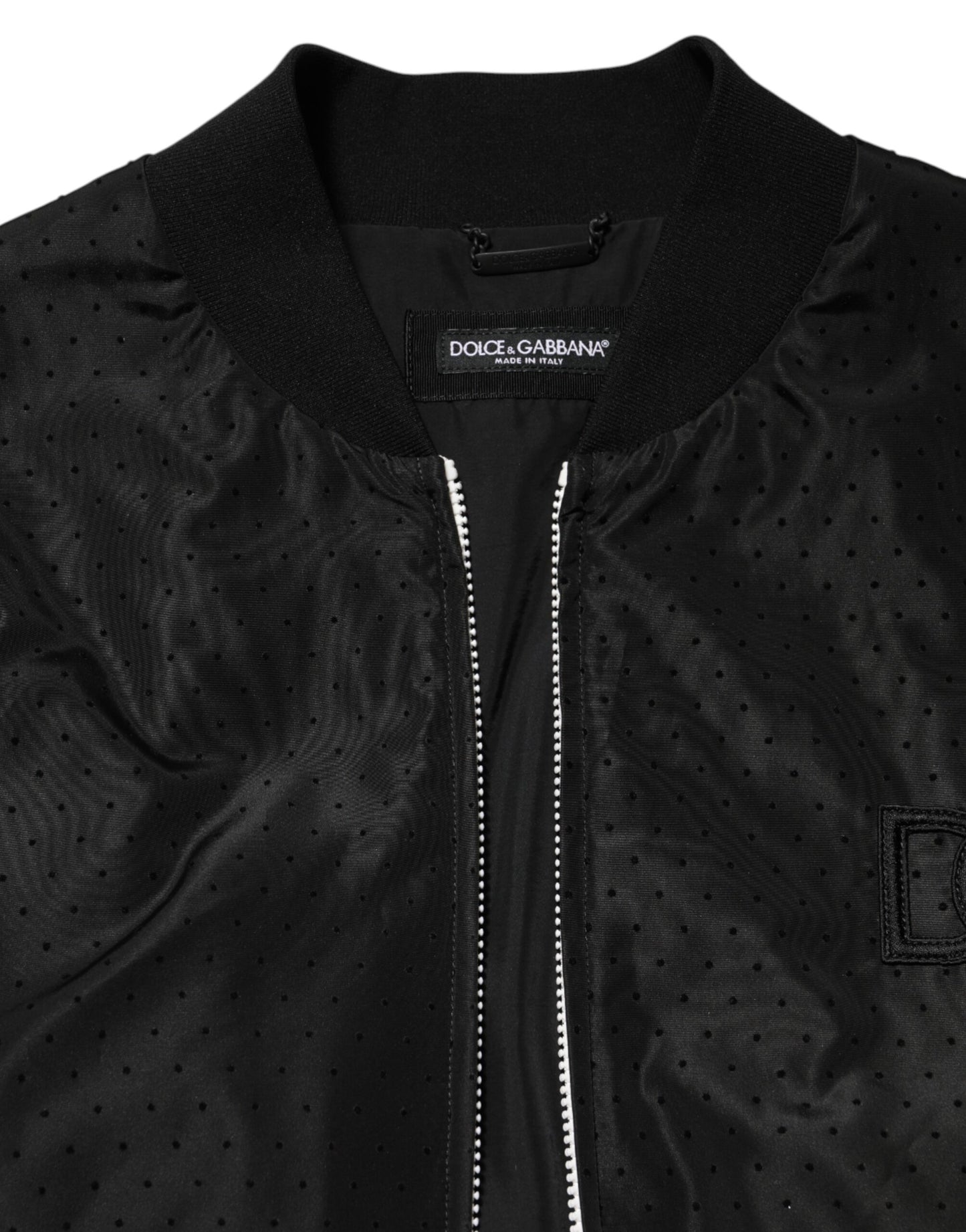 Dolce &amp; Gabbana – Schwarze Acetat-Bomberjacke mit durchgehendem Reißverschluss für Herren