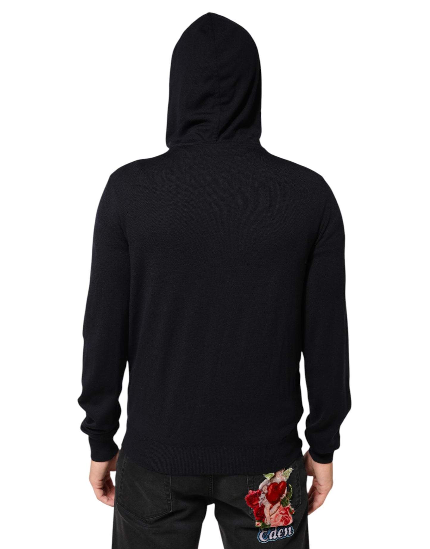 Dolce &amp; Gabbana – Schwarze Blousonjacke aus Leder mit durchgehendem Reißverschluss und Kapuze