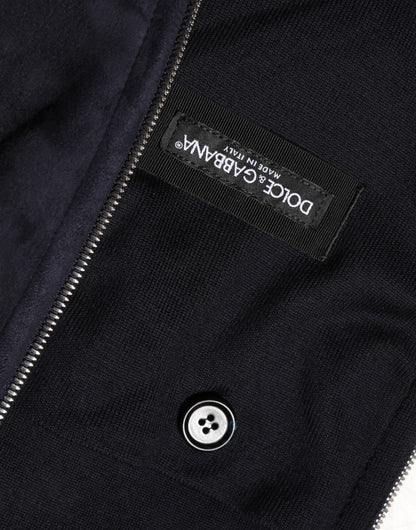 Dolce &amp; Gabbana – Schwarze Blousonjacke aus Leder mit durchgehendem Reißverschluss und Kapuze