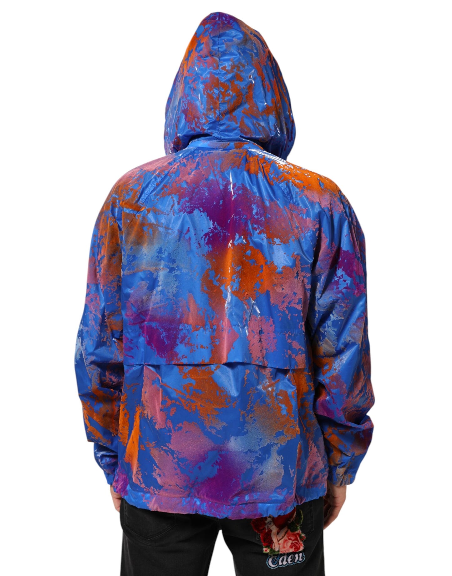 Dolce &amp; Gabbana – Blaue Sweatshirtjacke mit Batik-Logo und Kapuze