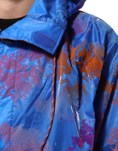 Dolce &amp; Gabbana – Blaue Sweatshirtjacke mit Batik-Logo und Kapuze