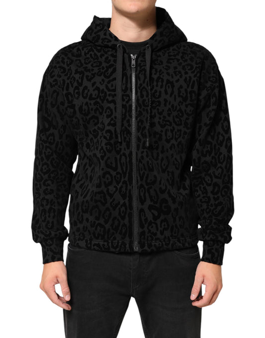 Dolce & Gabbana – Schwarze Bomberjacke aus Baumwolle mit durchgehendem Reißverschluss und Kapuze