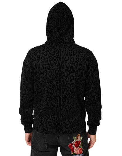 Dolce &amp; Gabbana – Schwarze Bomberjacke aus Baumwolle mit durchgehendem Reißverschluss und Kapuze