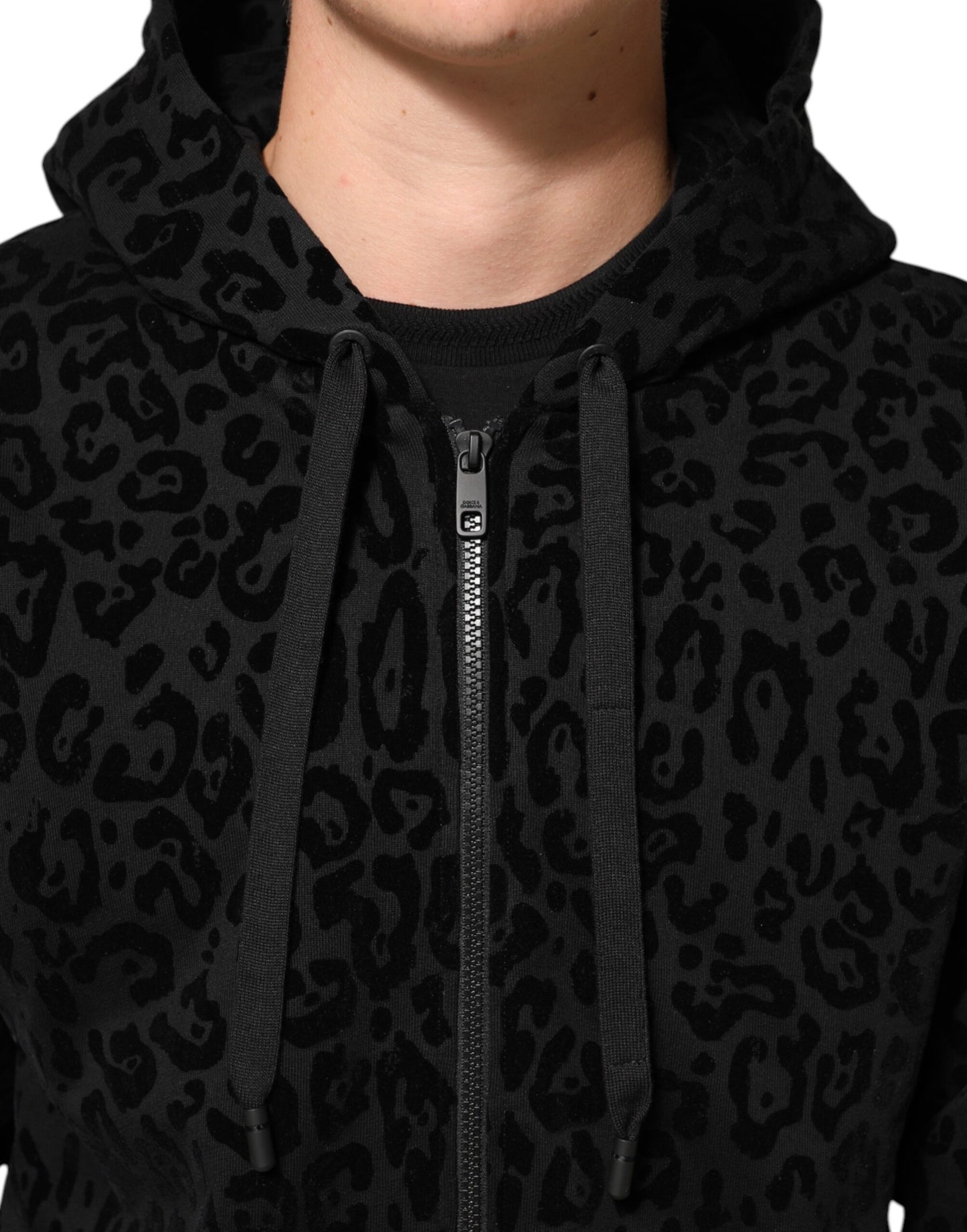 Dolce &amp; Gabbana – Schwarze Bomberjacke aus Baumwolle mit durchgehendem Reißverschluss und Kapuze