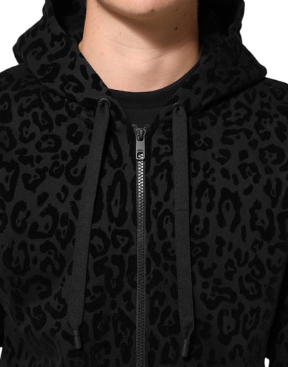 Dolce &amp; Gabbana – Schwarze Bomberjacke aus Baumwolle mit durchgehendem Reißverschluss und Kapuze