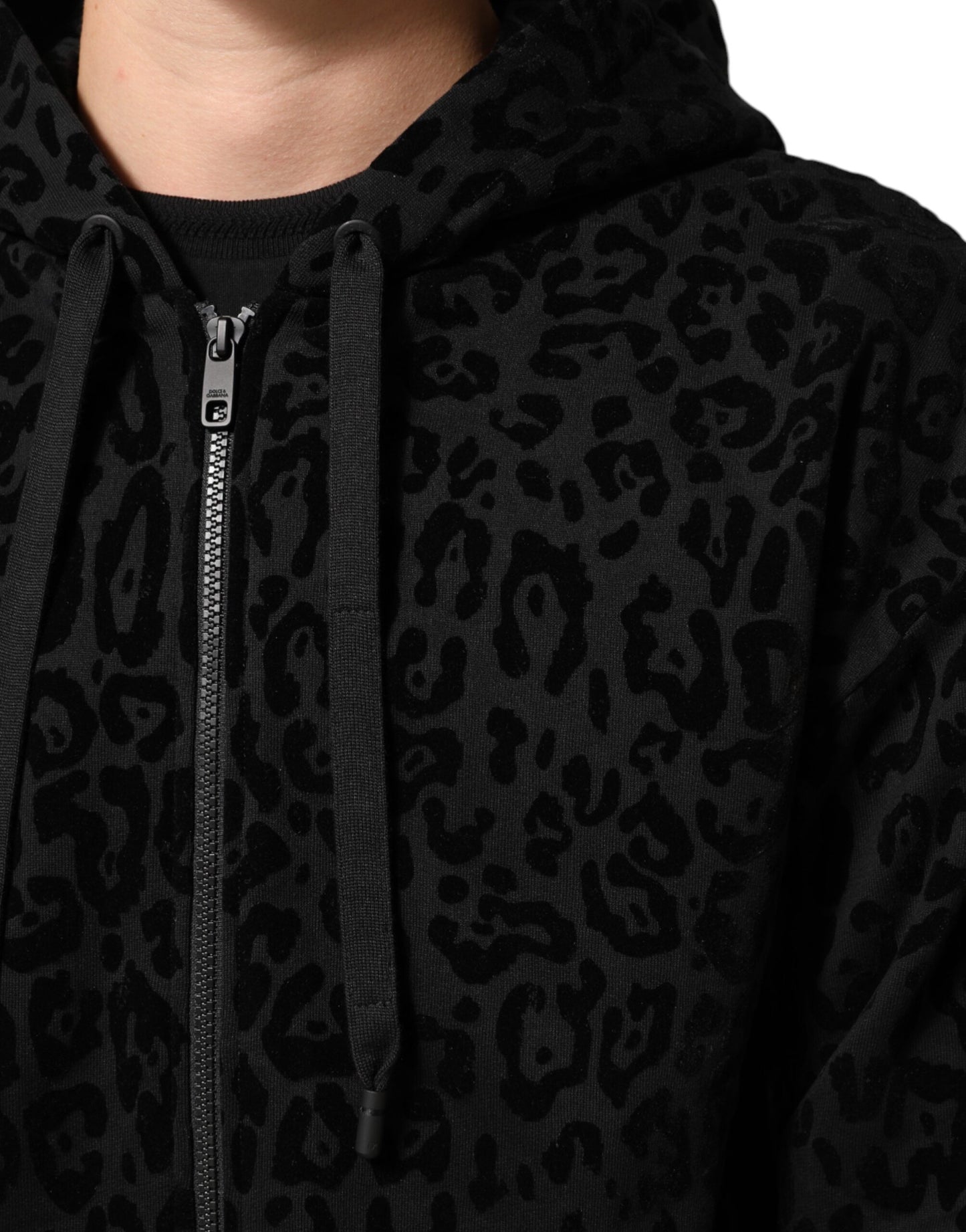 Dolce &amp; Gabbana – Schwarze Bomberjacke aus Baumwolle mit durchgehendem Reißverschluss und Kapuze