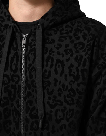 Dolce &amp; Gabbana – Schwarze Bomberjacke aus Baumwolle mit durchgehendem Reißverschluss und Kapuze