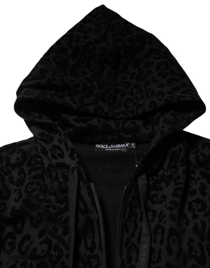 Dolce &amp; Gabbana – Schwarze Bomberjacke aus Baumwolle mit durchgehendem Reißverschluss und Kapuze