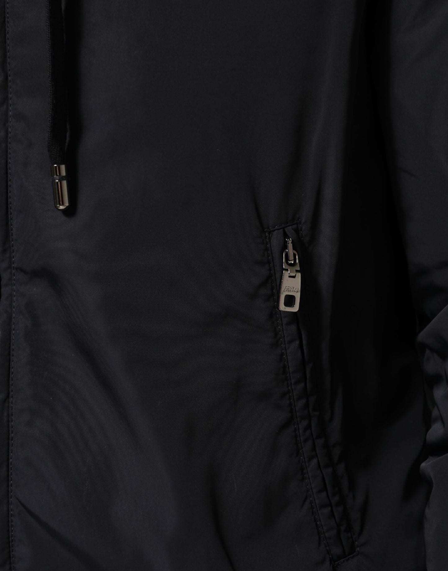 Dolce &amp; Gabbana – Blaue Bomberjacke mit durchgehendem Reißverschluss und Kapuze
