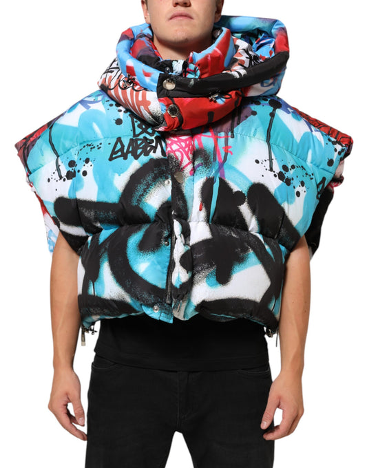 Dolce &amp; Gabbana – Sportweste mit Kapuze und Graffiti-Print