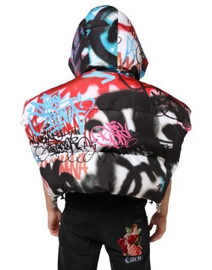Dolce &amp; Gabbana – Sportweste mit Kapuze und Graffiti-Print