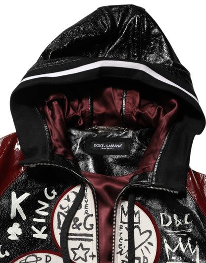 Dolce &amp; Gabbana – Mehrfarbige Bikerjacke aus Leder mit Kapuze von DG King für Herren