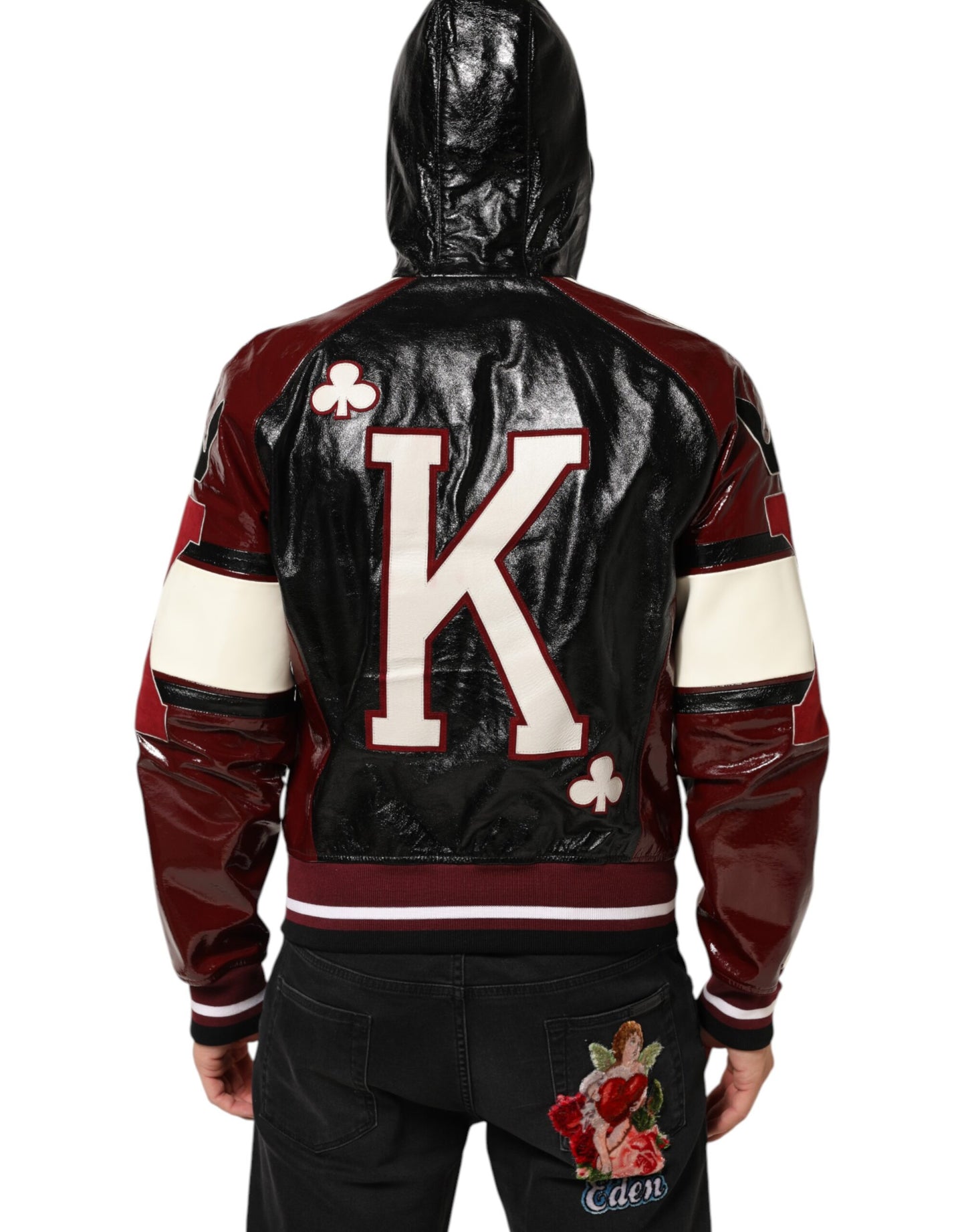 Dolce &amp; Gabbana – Mehrfarbige Bikerjacke aus Leder mit Kapuze von DG King für Herren