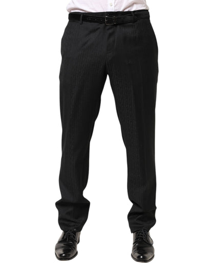 Dolce &amp; Gabbana Schwarze Wollhose mit mittlerer Taille für Herren