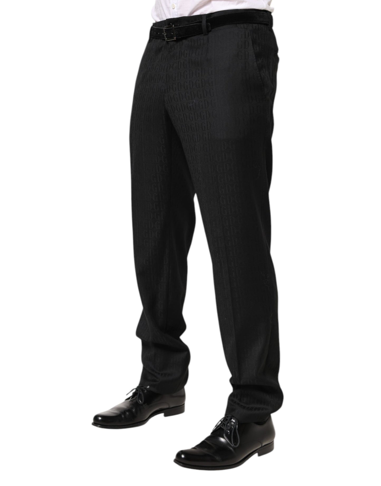 Dolce &amp; Gabbana Schwarze Wollhose mit mittlerer Taille für Herren