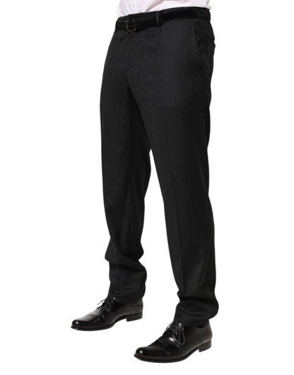 Dolce &amp; Gabbana Schwarze Wollhose mit mittlerer Taille für Herren