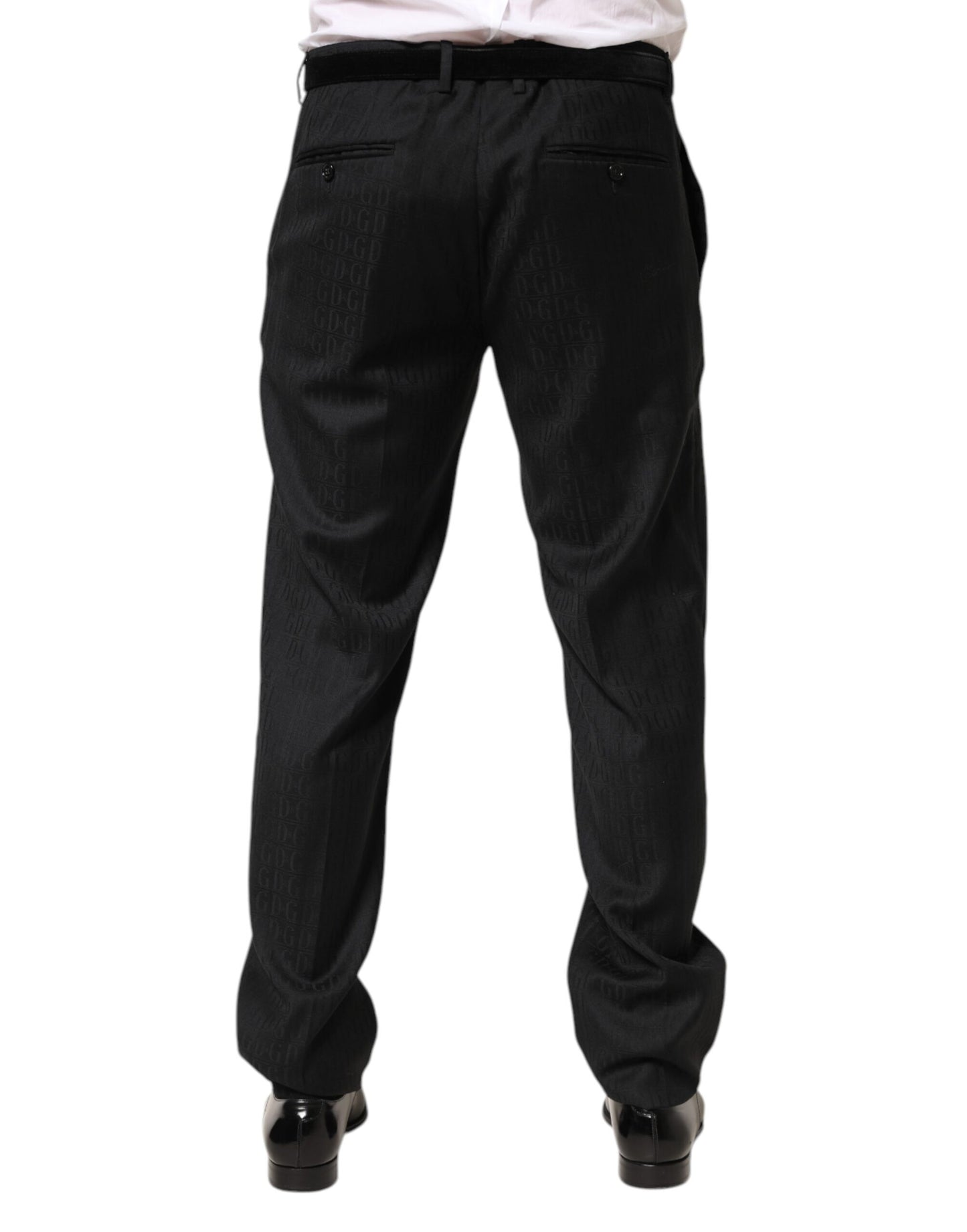 Dolce &amp; Gabbana Schwarze Wollhose mit mittlerer Taille für Herren