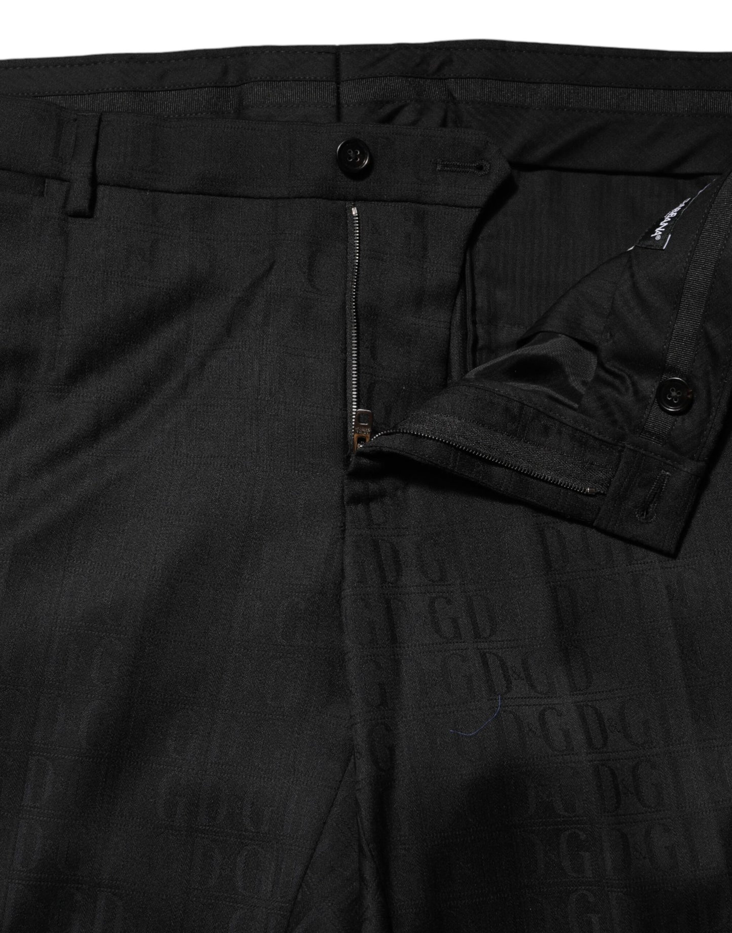 Dolce &amp; Gabbana Schwarze Wollhose mit mittlerer Taille für Herren
