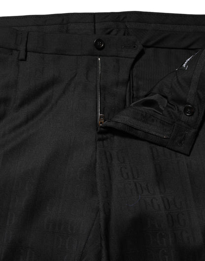 Dolce &amp; Gabbana Schwarze Wollhose mit mittlerer Taille für Herren